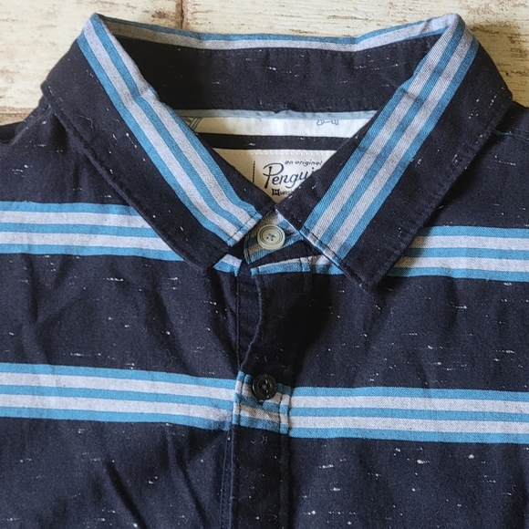 Original Penguin Long Sleeve Casual Button Down Blue Striped Men's XL - Picture 2 of 16